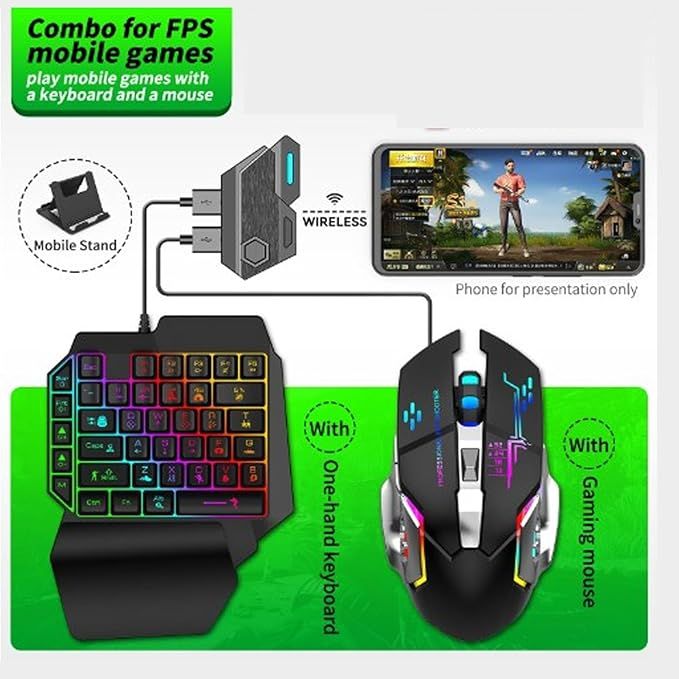 One Hand RGB Gaming Keyboard and Mouse Combo | سيطر على كل لعبة بأناقة!